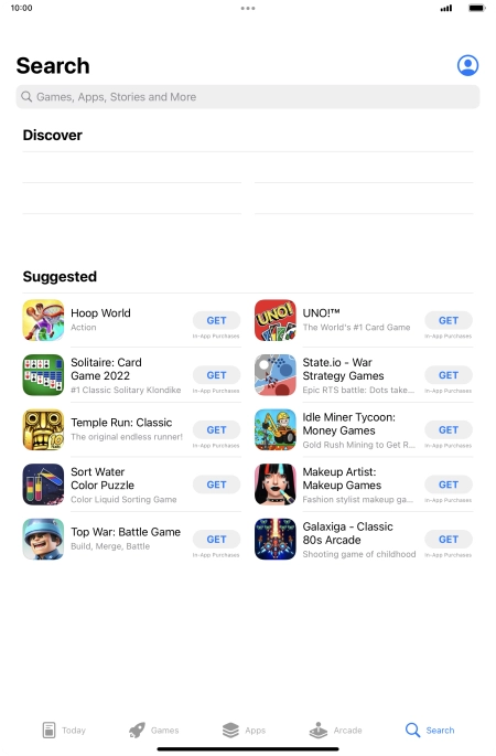 Press the search field.