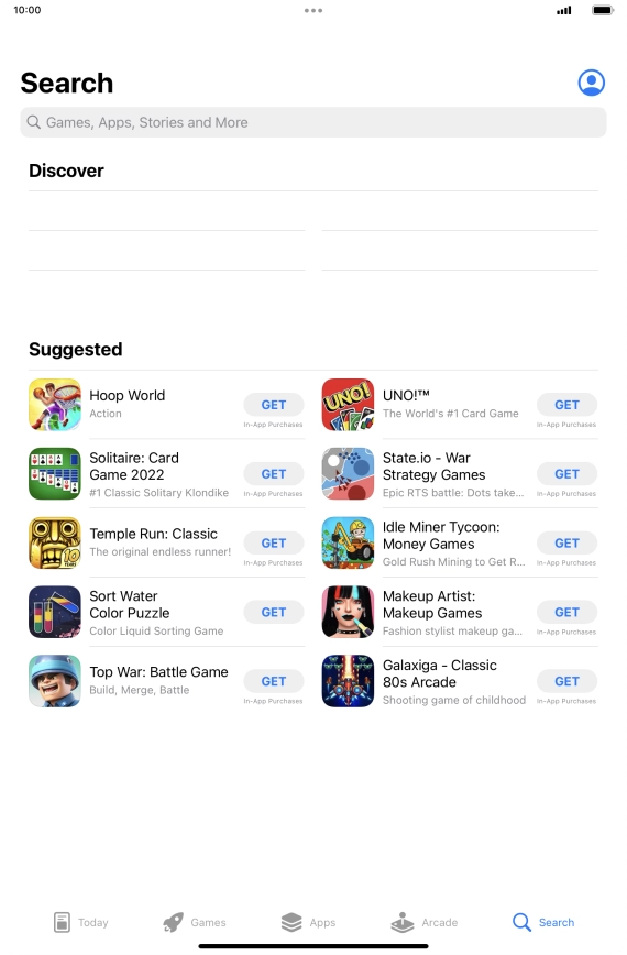 Press the search field.