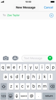 Press the text input field and write the text for your text message.