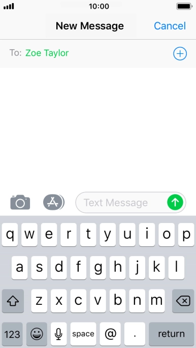 Press the text input field and write the text for your text message.