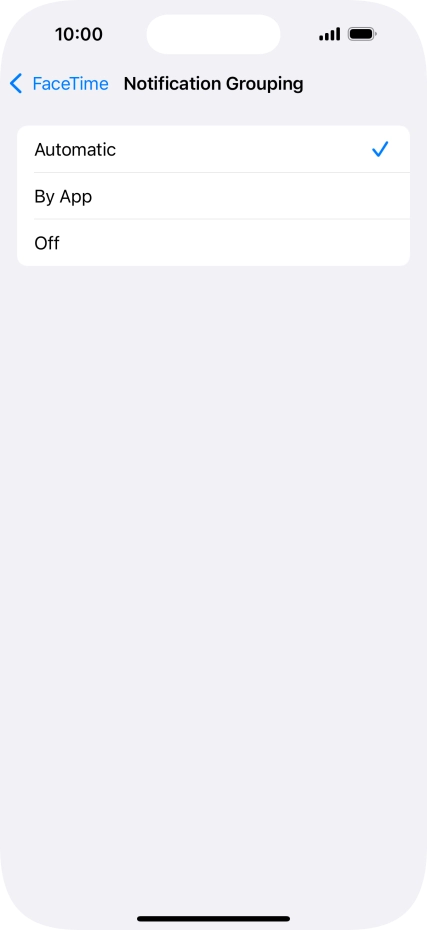 Press the required setting.
