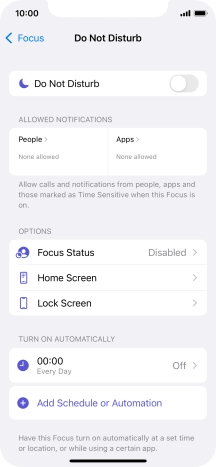 Press People and follow the instructions on the screen to select which contacts you would like to receive calls and notifications from when Do Not Disturb is turned on.
