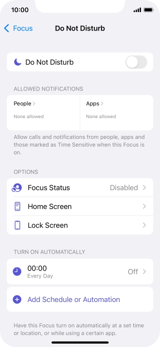 Press People and follow the instructions on the screen to select which contacts you would like to receive calls and notifications from when Do Not Disturb is turned on.