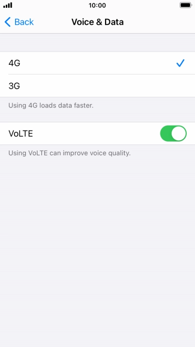 Press the required network mode.