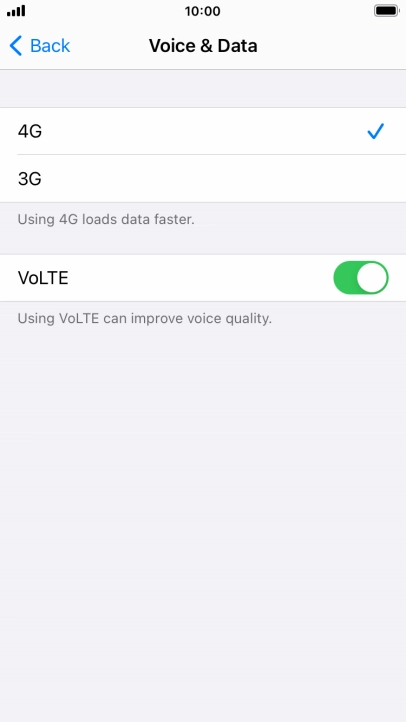 Press the required network mode.