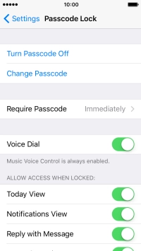Press Turn Passcode Off and key in the phone lock code.