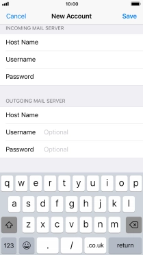 Press Username and key in the username for your email account. Please note that if you're using Vodafone's outgoing server, leave the username field empty.