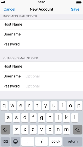 Press Username and key in the username for your email account. Please note that if you're using Vodafone's outgoing server, leave the username field empty.