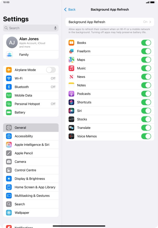 Press Background App Refresh.