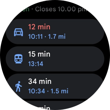 Press the required mode of transportation.