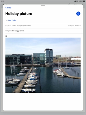 Press the send icon when you've finished your email message. Press the send icon when you've finished your email message.