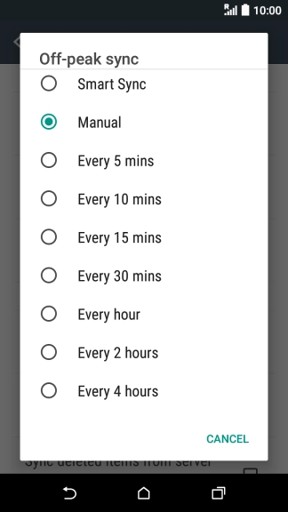 Press the required setting.