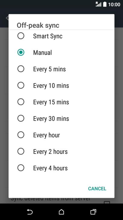 Press the required setting.