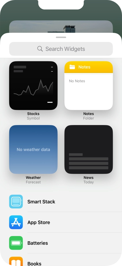 Press the required widget.