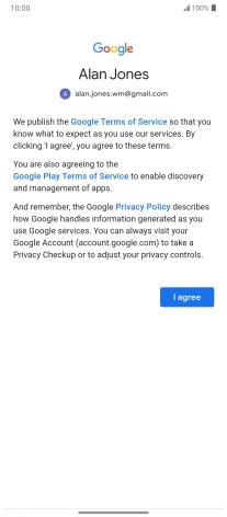 Press I agree and follow the instructions on the screen to select settings for your Google account.