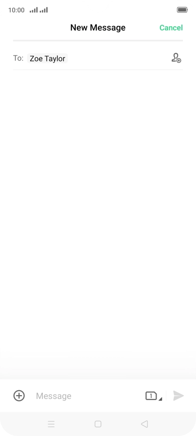 Press the text input field and write the text for your text message.