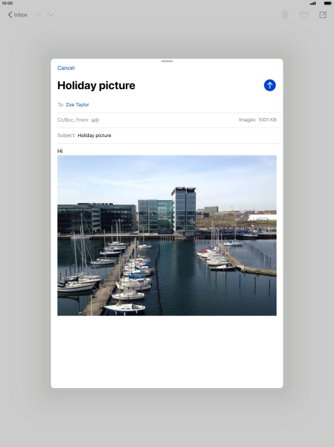 Press the send icon when you've finished your email message.