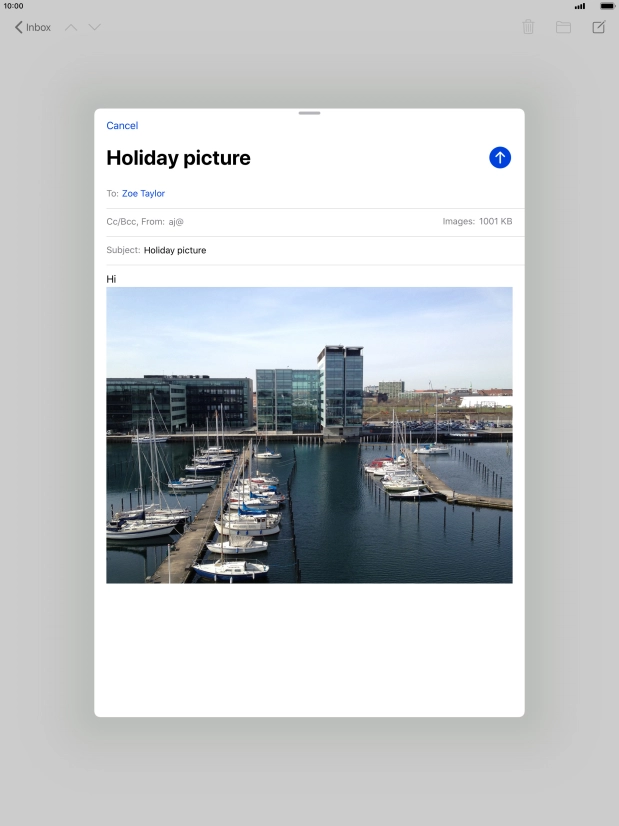 Press the send icon when you've finished your email message.