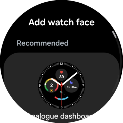 Slide your finger up or down to see the available watch faces. Slide your finger up or down to see the available watch faces.