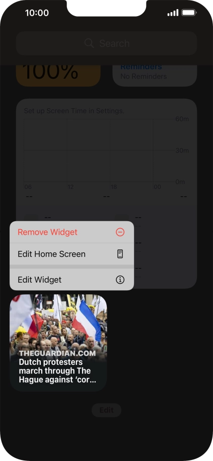 Press Remove Widget.