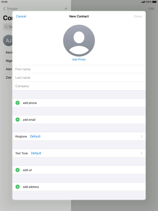 Press First name and key in the first name.