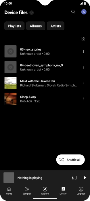 Press the required audio file.