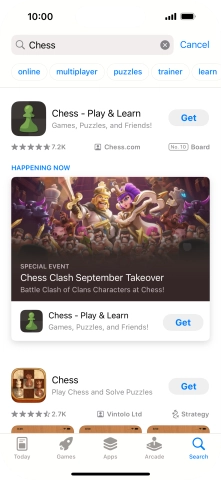 Press the required app. Press the required app.