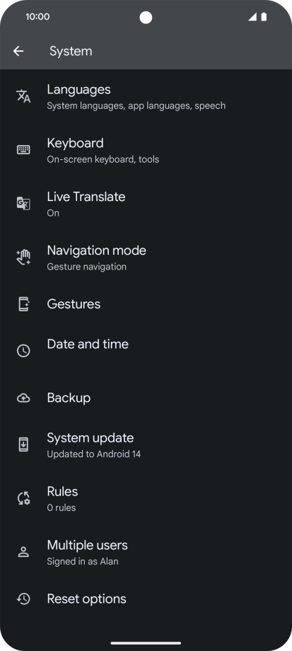 Press Reset options.