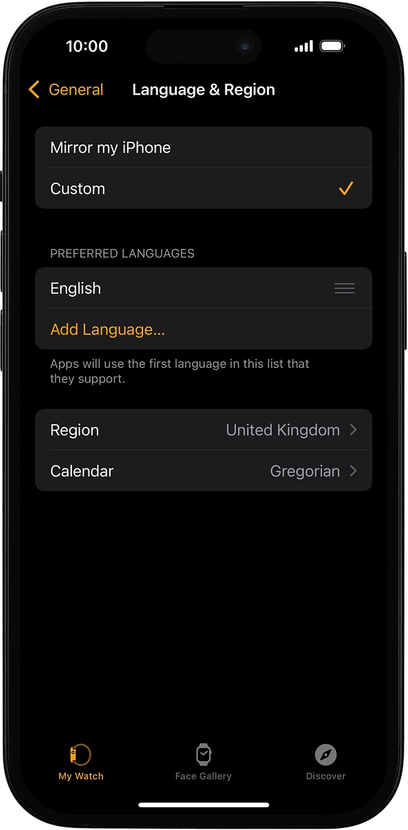 On your phone: Press Add Language....