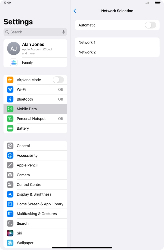 If you turn off the function, press the required network.