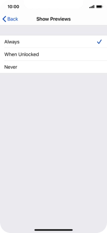 To select notification preview on the lock screen, press Always.