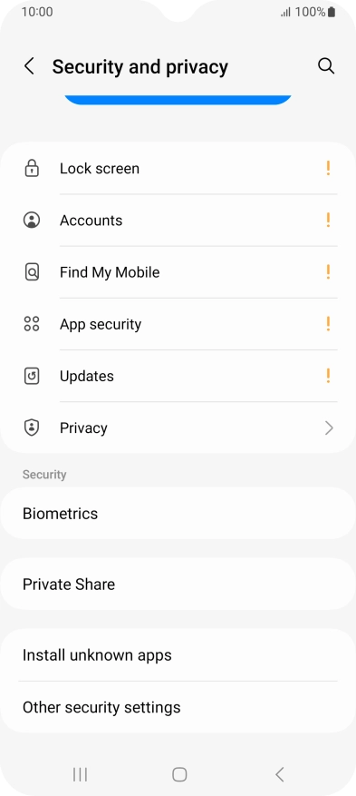 Press Other security settings.