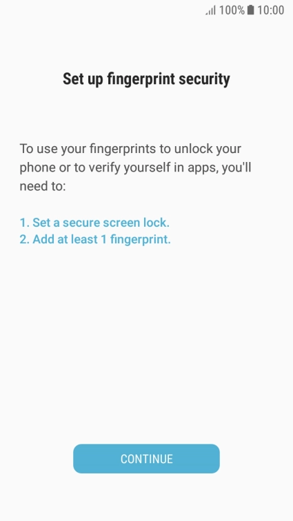 Press CONTINUE and follow the instructions on the screen to create an additional phone lock code.