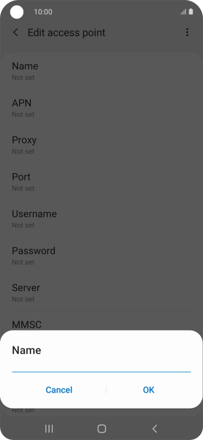 Key in Vodafone Internet and press OK.