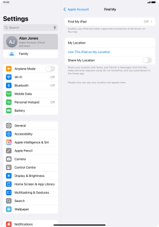 Press Find My iPad. Press Find My iPad.