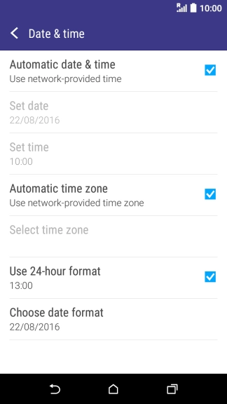 Press Automatic date & time to turn on the function.