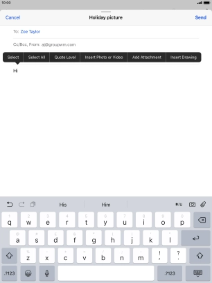 Press Insert Photo or Video and follow the instructions on the screen to attach a picture or a video clip.