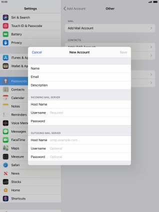 Press Username and key in the username for your email account. Press Username and key in the username for your email account.