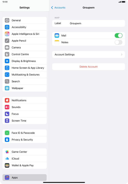 Press Account Settings.