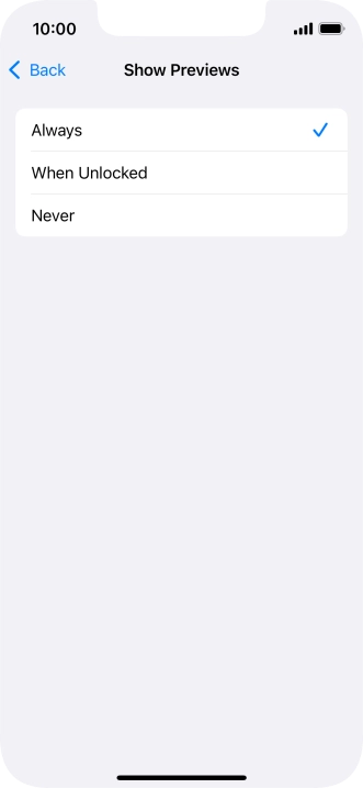 To select notification preview on the lock screen, press Always.