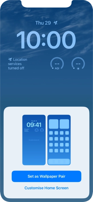 To use the same colour theme on the home screen, press Set as Wallpaper Pair.