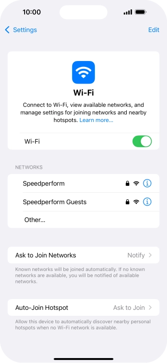 Press the required Wi-Fi network and key in the password for the Wi-Fi network.