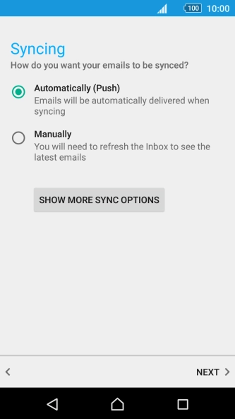 If this screen is displayed, you email account has been recognised and set up automatically. Follow the instructions on the screen to key in more information and finish setting up your phone. If this screen is displayed, you email account has been recognised and set up automatically. Follow the instructions on the screen to key in more information and finish setting up your phone.