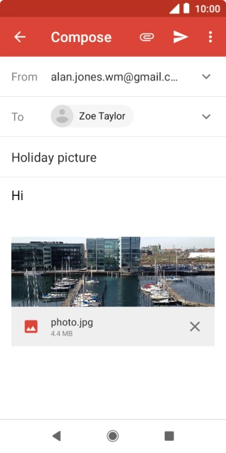 Press the send icon when you've finished your email message.