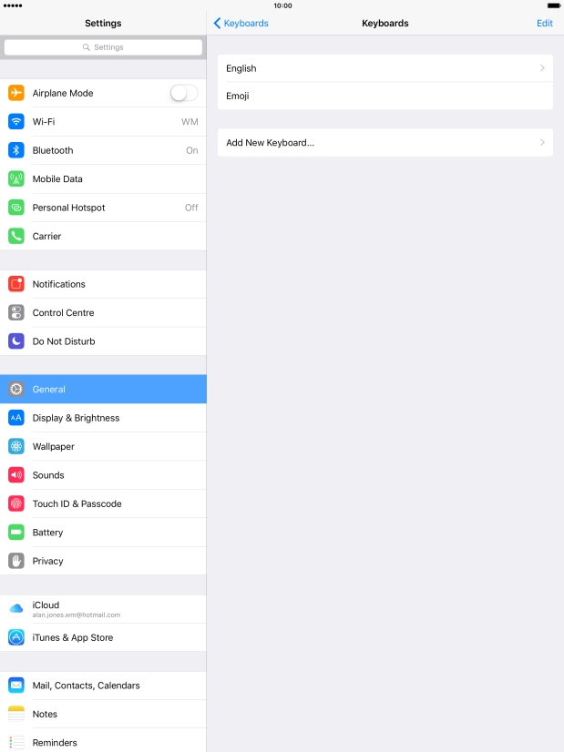 Press Add New Keyboard.... Press Add New Keyboard....