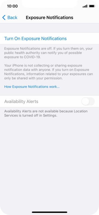 Press Turn On Exposure Notifications.