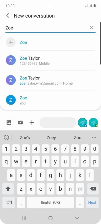 Press the required contact.
