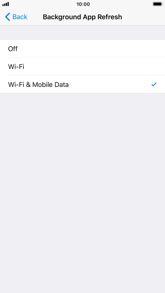 To turn off background refresh of apps, press Off.