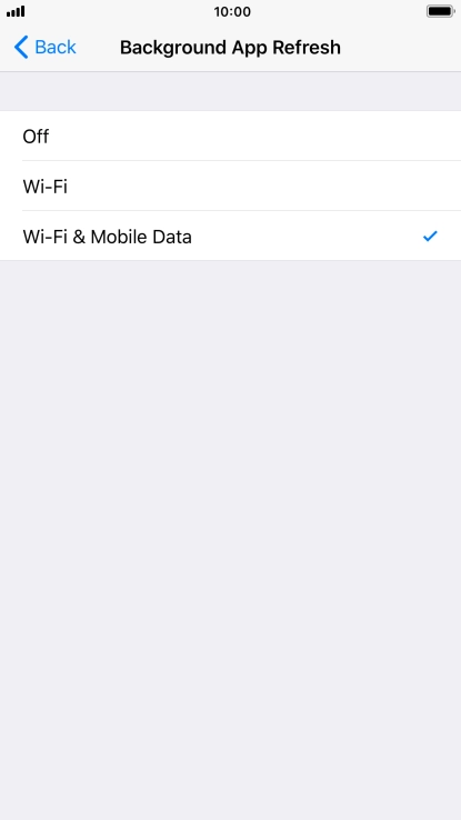 To turn off background refresh of apps, press Off.
