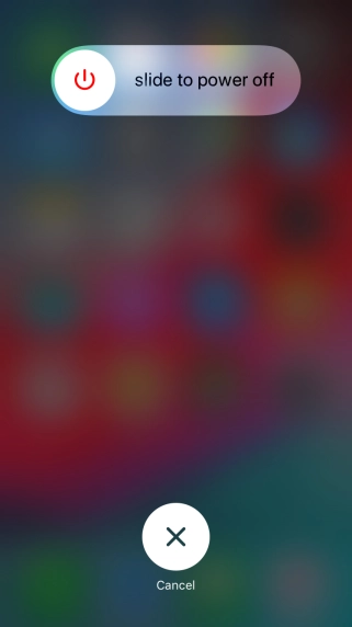 Press and drag the power off icon right.